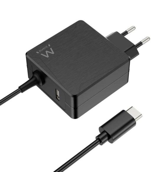 EWENT Cargador USB-C PD 45W +Puerto usb-A