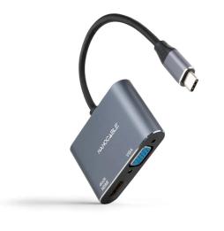 Nanocable Conversor USB-C/M a HDMI-VGA/H 15 cm