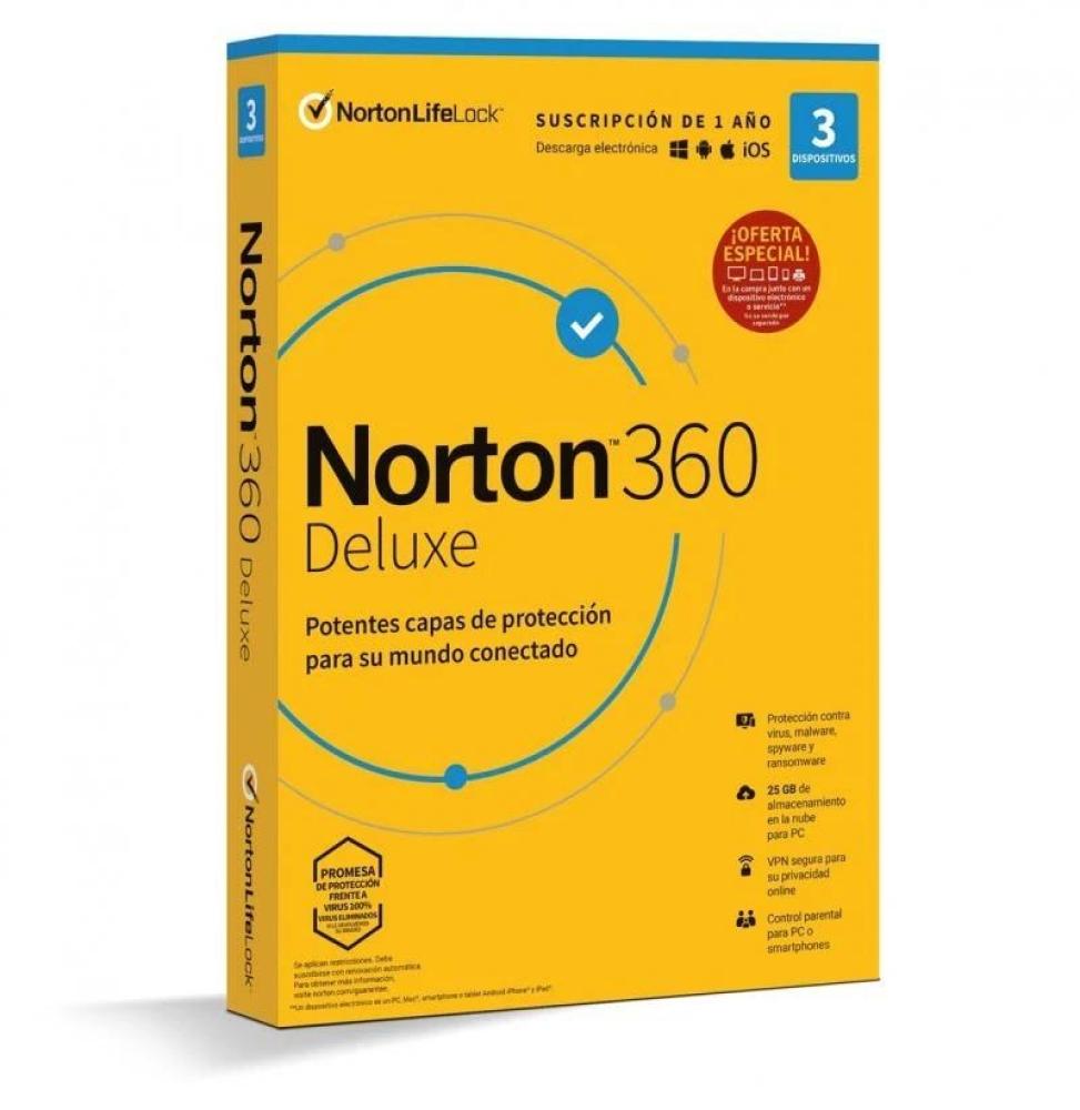 NORTON 360 Deluxe 25GB ES 1us 3 dispositivos 1A