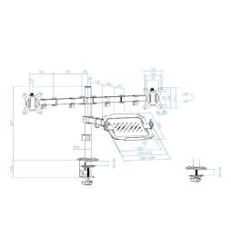 Tooq DB1202TN-B Soporte mesa 2 pantallas+ portatil