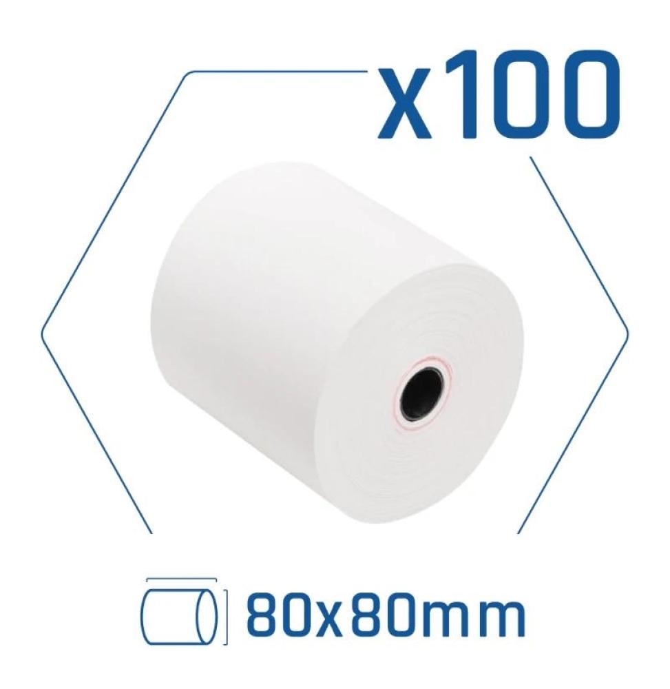 Pack 100 rollos papel térmico sin BPA 80x80mm