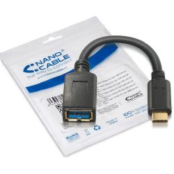 Nanocable Cable USB 3.1 Gen1 3A, USB-C/M-A/F, 15cm